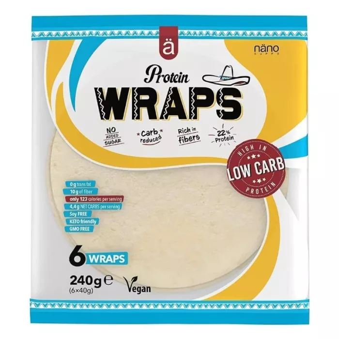 Protein Wraps : Wraps protéiné de la marque Nano Supps - Vegan, sans sucres ajouté et pauvre en glucides