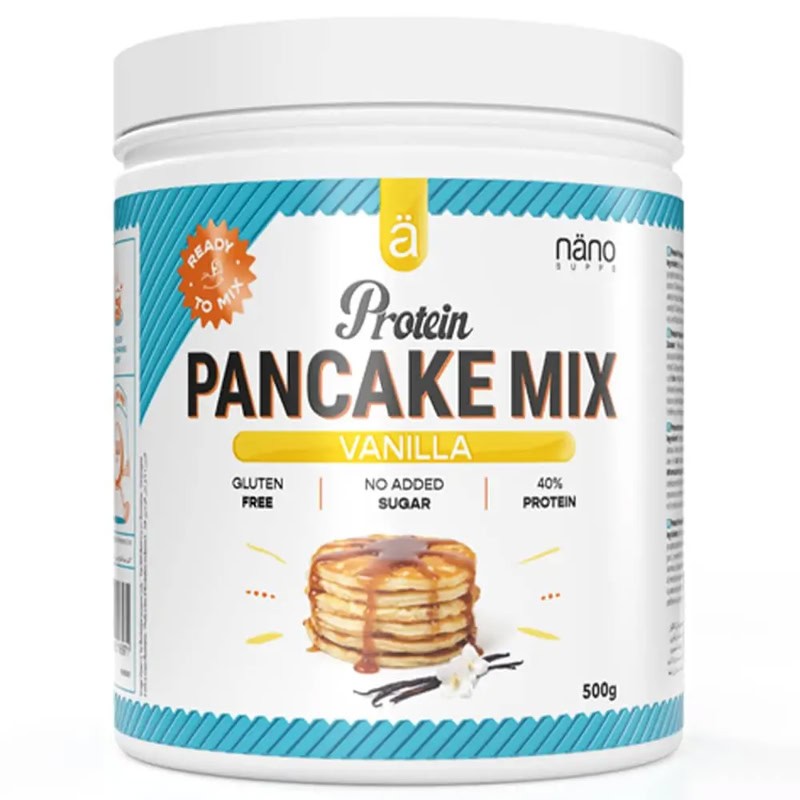 Protein Pancake Mix de la marque Nano Supps - des pancakes protéinés facile à préparer goût vanille