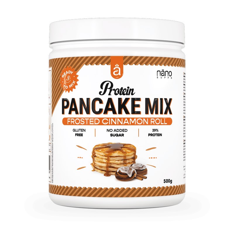 Protein Pancake Mix de la marque Nano Supps - des pancakes protéinés facile à préparer goût cinnamon roll