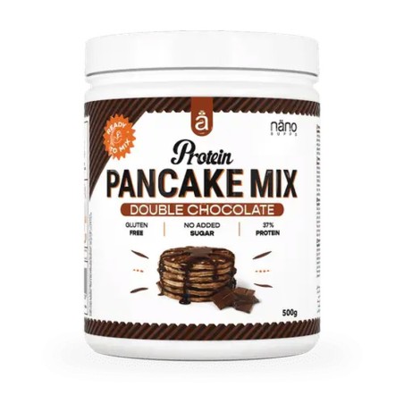 Protein Pancake Mix de la marque Nano Supps - des pancakes protéinés facile à préparer goût double chocolat