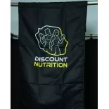 Serviette avec logo Discount Nutrition de 90 cm de longueur et 40 cm de largeur et poche zippée à l'arrière.