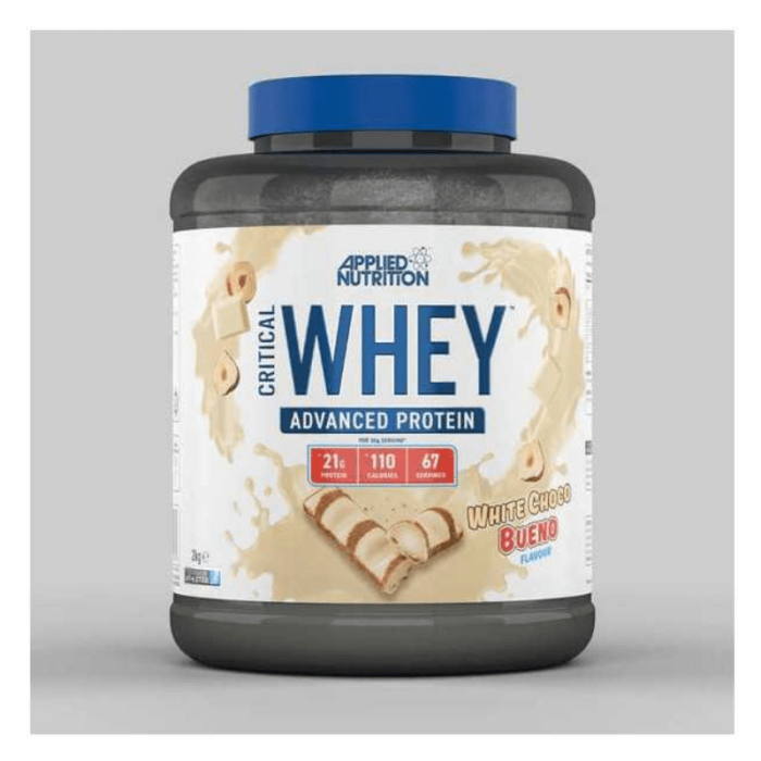 Protéine Applied Nutrition Critical Whey 2kg saveur kinder bueno chocolat blanc riche en protéines avec BCAAs et glutamine