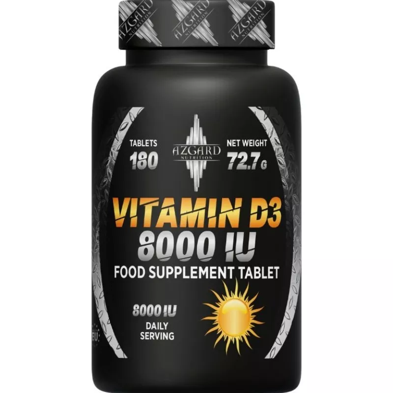 VITAMINE D3 8000 UI (180 CAPS) - AZGARD NUTRITION