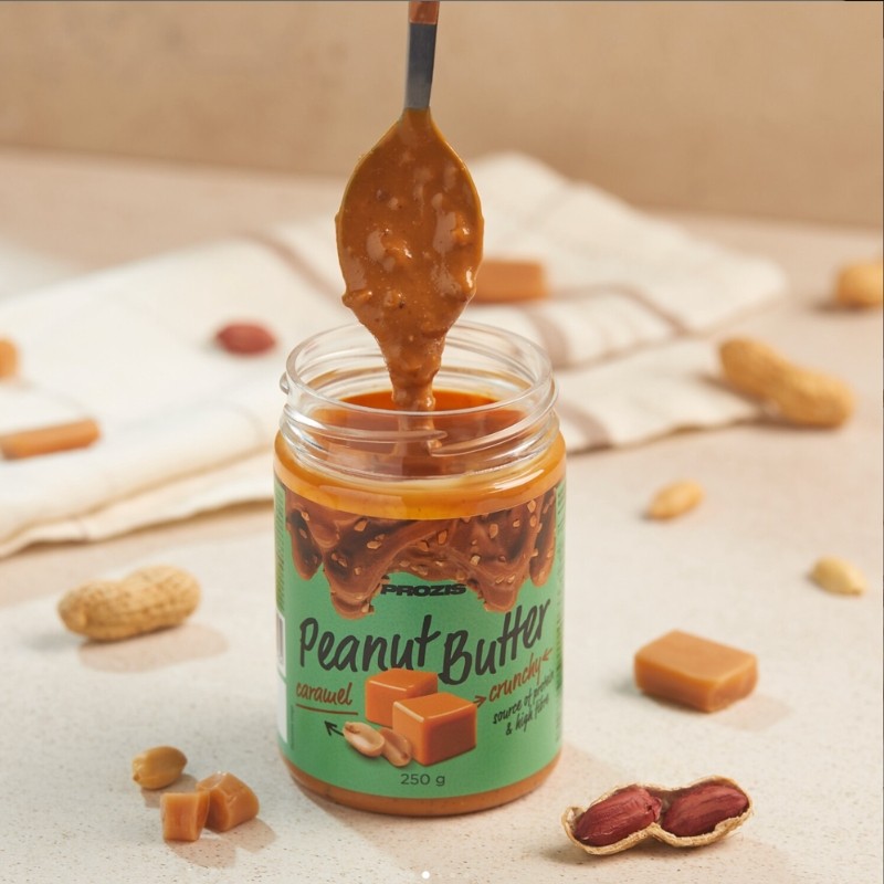 BEURRE DE CACAHUÈTE CROQUANT AU CARAMEL (250G) - PROZIS