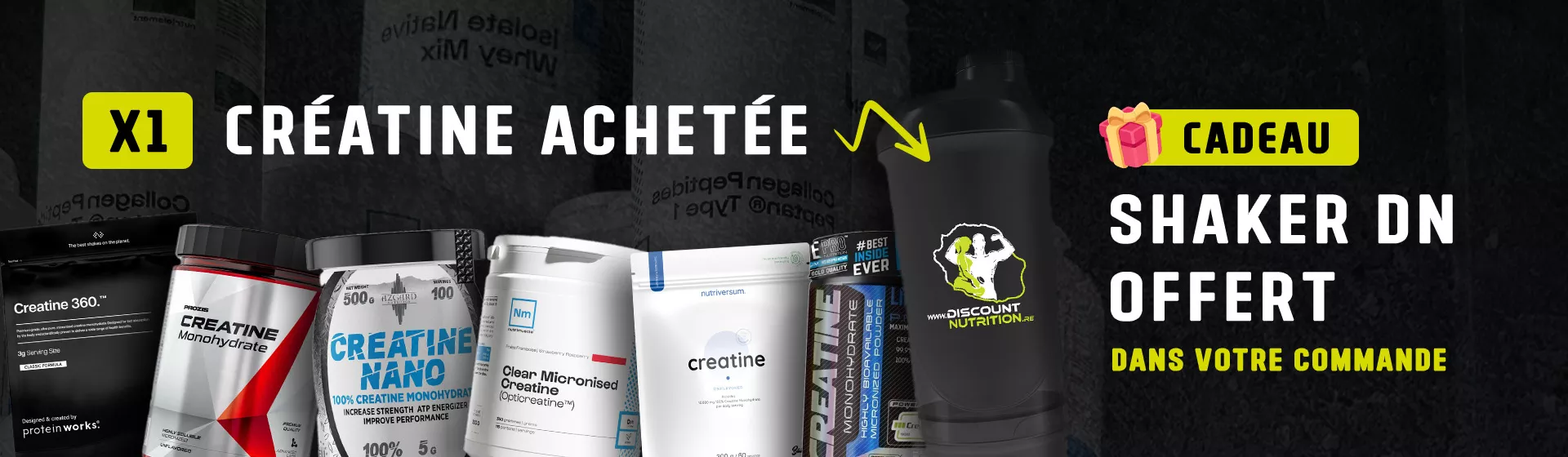 Bannière promotionnelle Nutriversum : 10 % de réduction sur les compléments alimentaires, whey et vitamines avec le code NUTRIVERSUM10 sur Discount Nutrition.