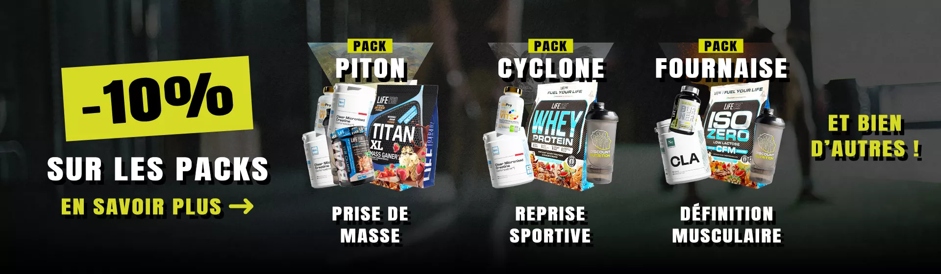 Bannière promotionnelle Nutriversum : 10 % de réduction sur les compléments alimentaires, whey et vitamines avec le code NUTRIVERSUM10 sur Discount Nutrition.